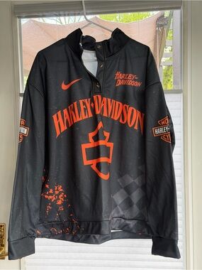 Harley-Davidson Black and Orange Graphic Pullover